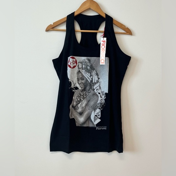 Fiorucci Women’s Naomi Campbell Graphic Black Tank Top Size Large - Picture 2 of 8